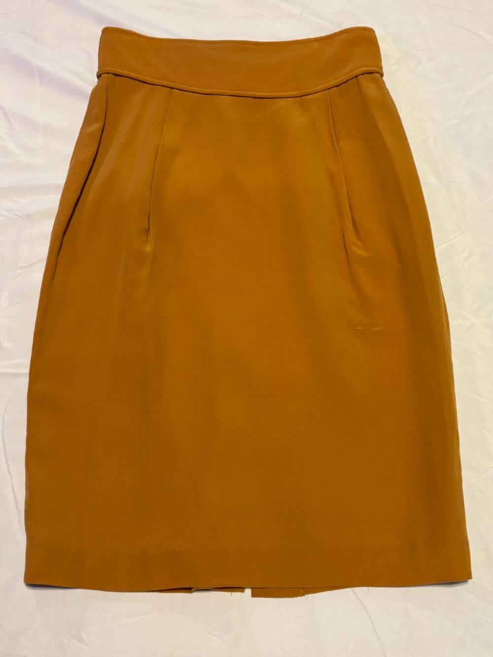 Y.Le.V. 100% Silk Lined Pencil Skirt Women's Size 4 Mustard Gold